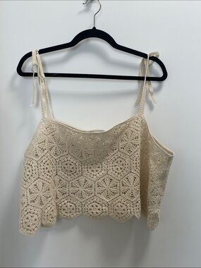Brand New Never Worn H&M Crochet Tie-Shoulder Camisole in Cream